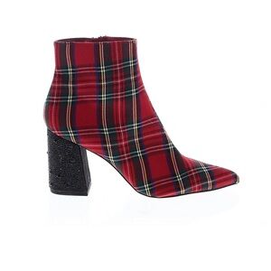 Betsey Johnson Red Plaid Ankle Boots